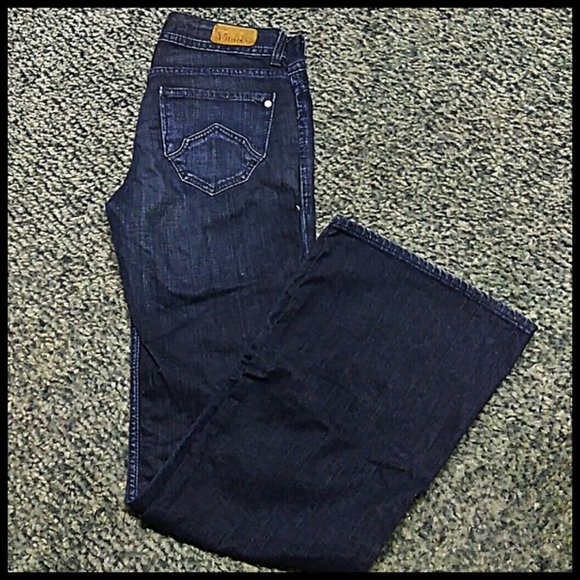 Denim of Virtue Jeans Low-Rise Dark Wash Flare 28 - Picture 4 of 7